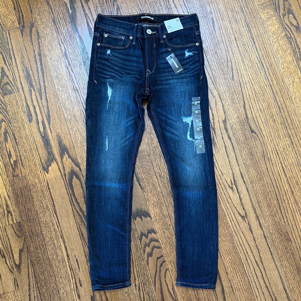 B30 Express Women's One Size Legging Mid Rise Midnight Blue Skinny Stretch Jeans